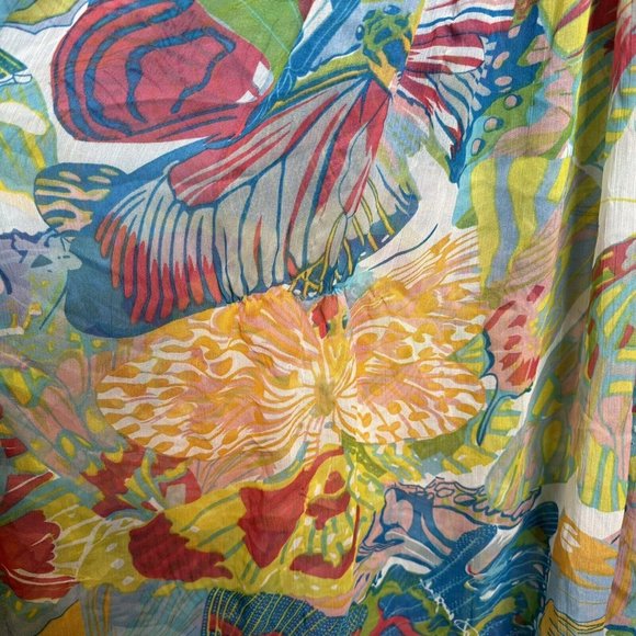 Women’s Swimsuit Coverup Size Large/XL Butterfly Colorful Print Long Beaded - Picture 5 of 8